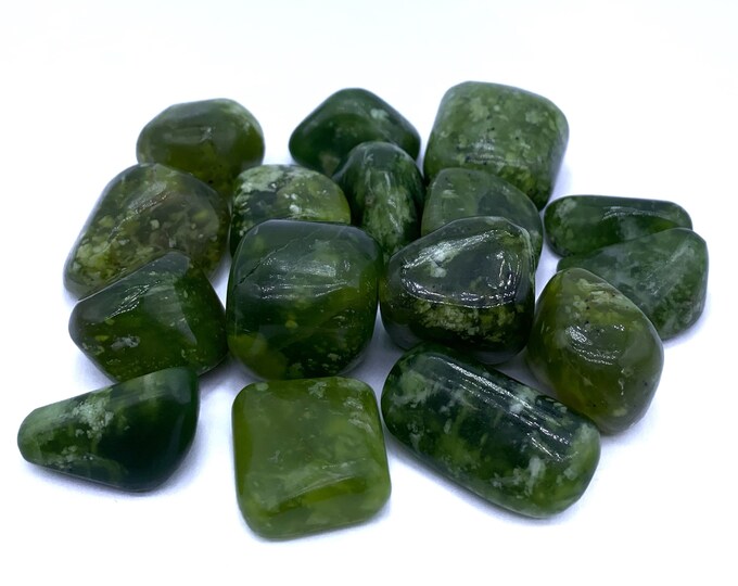 17 Pcs Super Quality Green Color Jade Tumbles, Jade Stone, Tumbles, Jade Tumble Stone, Green Jade Tumbles