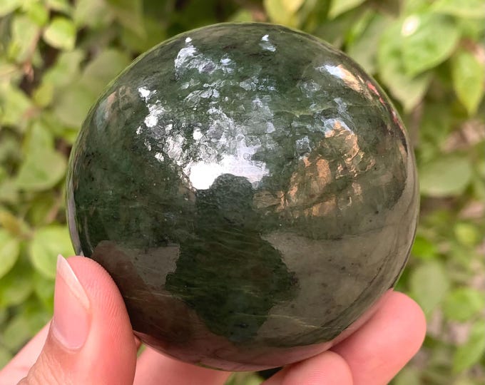 630g Beautiful Quality Lustrous Nephrite Jade, Nephrite Jade, Green Nephrite Jade Sphere, Jade Sphere, Nephrite Sphere, Jade Stone Sphere