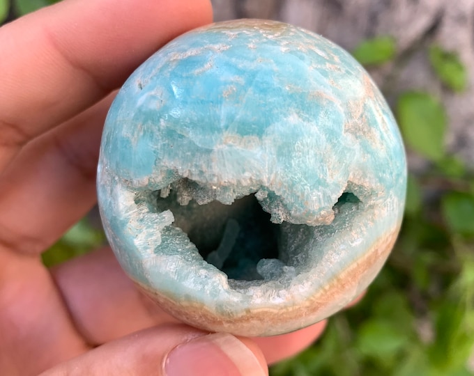 170g Beautiful Blue Aragonite Sphere, Aragonite Sphere, Aragonite Blue Sphere, Blue Aragonite Ball, Aragonite Crystal Sphere, Aragonite