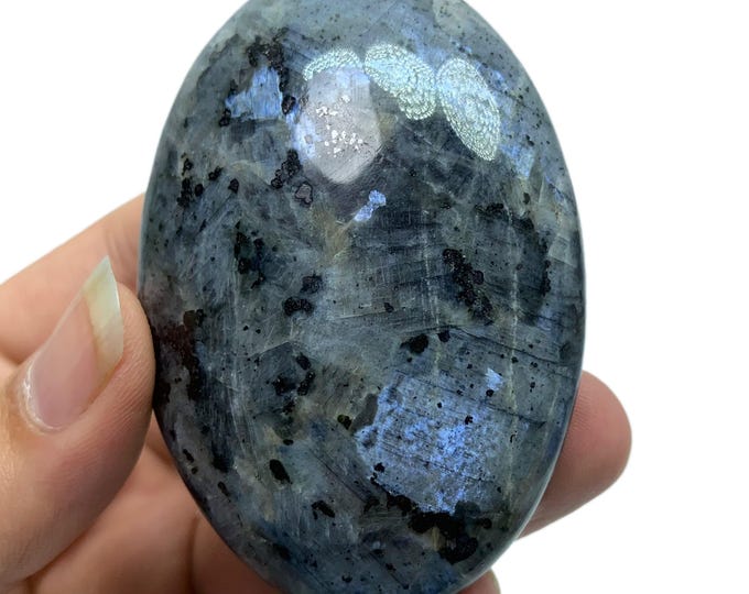Beautiful Bluish Grey Larvikite Palmstone, Blue Larvikite Palm Stone, Larvikite Blue Palmstone, Blue Larvikite, Larvikite, Larvikite Stone
