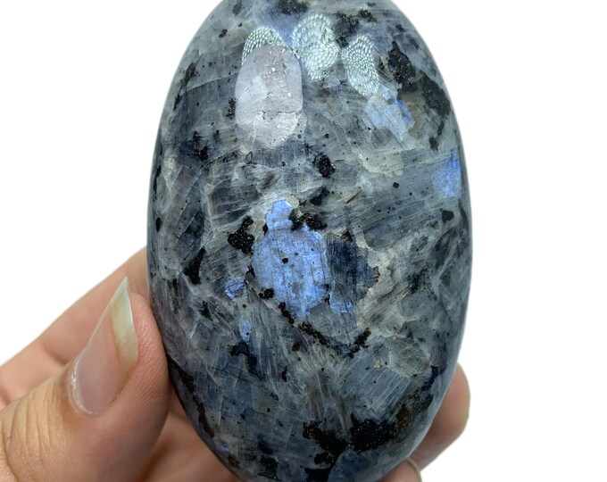 Beautiful Bluish Grey Larvikite Palmstone, Blue Larvikite Palm Stone, Larvikite Blue Palmstone, Blue Larvikite, Larvikite, Larvikite Stone