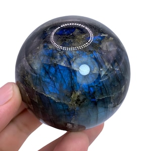 357g Natural Hermosa Bola de Labradorita Azul, Esfera de Labradorita, Esfera de Labradorita Azul, Esfera de Cristal de Labradorita, Cristal Curativo