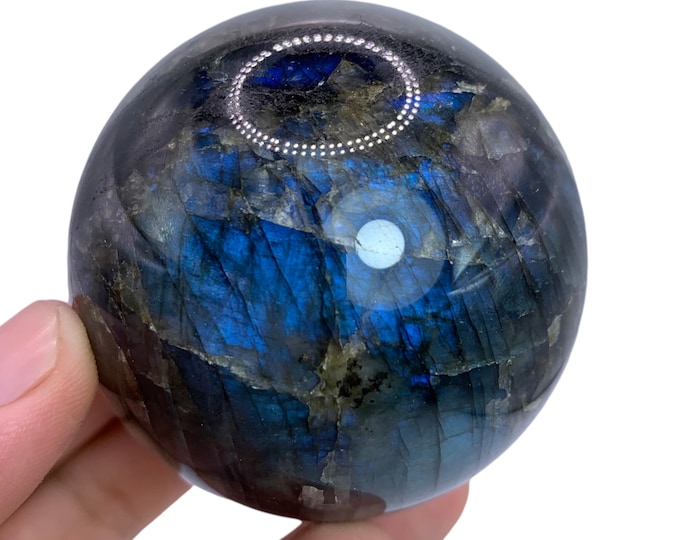 357g Natural Beautiful Blue Labradorite Ball, Labradorite Sphere, Blue Labradorite Sphere, Labradorite Crystal Sphere, Healing Crystal