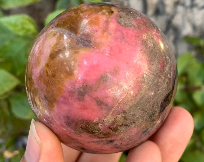 515g Pink Rhodonite Sphere, Rhodonite Sphere, Pink Rhodonite Ball, Rhodonite Crystal Ball, Rhodonite Crystal Sphere, Rhodonite Stone Sphere