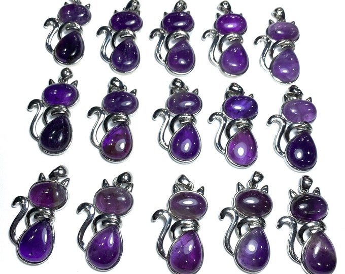 Beautiful Purple Amethyst Pendants, Purple Amethyst Pendant, Amethyst Pendants, Cat Shape Pendants, Cat Shape Amethyst Pendants, Pendants