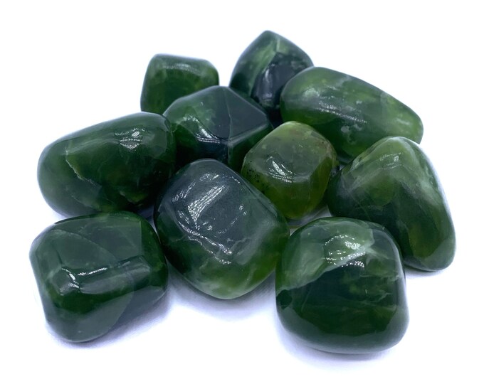 10 Pcs Super Quality Green Color Jade Tumbles, Jade Stone, Tumbles, Jade Tumble Stone, Green Jade Tumbles 195 Grams