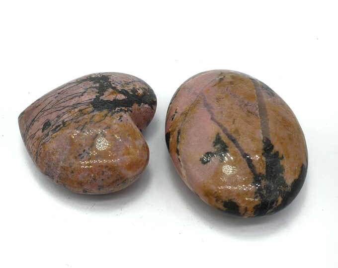 2 Pieces Amazing Quality Pink Color Rhodonite Heart, Palm ,Pink  Rhodonite, Rhodonite Heart, Palm Crystals 240 Grams
