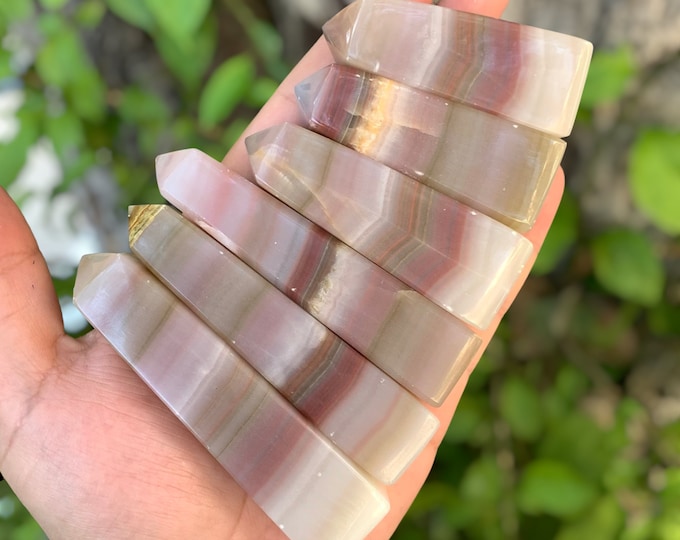 Beautiful Pink Banded Onyx Towers, Onyx Stone Points, Pink Onyx Towers, Pink Banded Onyx Towers, Banded Onyx Towers, Onyx Stone Towers, Onyx