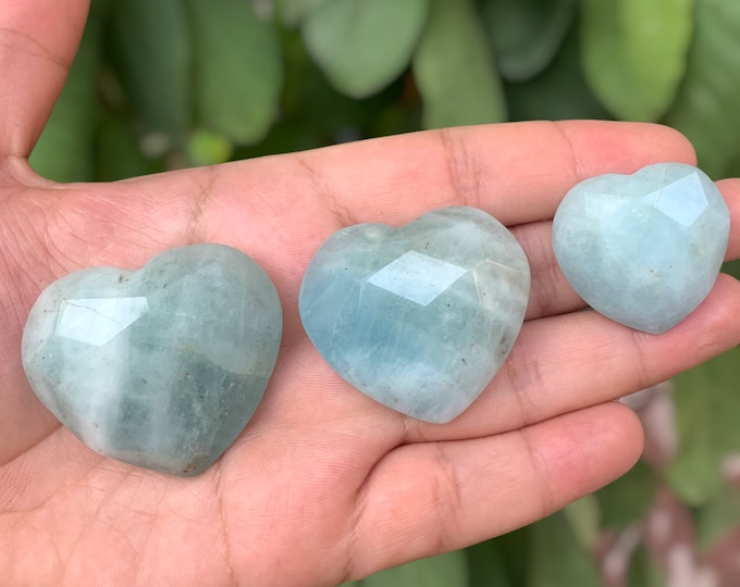 Best Quality Lustrous Aquamarine Hearts, Aquamarine Heart, Aquamarine Heart Stone, Blue Aquamarine Heart, Blue Aquamarine, Aquamarine