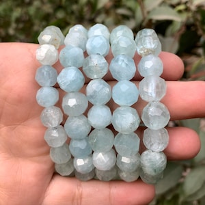 Best Quality Sky Blue Aquamarine Beads Bracelets, Aquamarine Bracelets, Natural Aquamarine Bracelets, Aquamarine, Blue Aquamarine Bracelet
