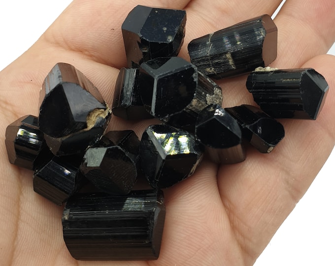13 Pieces Top Quality Black Tourmaline Crystals, Black Tourmaline, Tourmaline Crystals, Tourmaline, Tourmaline Stone Crystals
