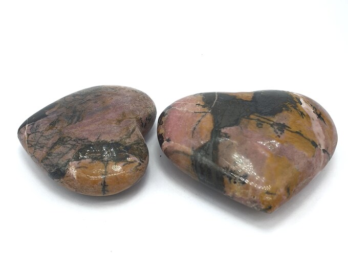 2 Pcs Beautiful Pink Rhodonite Hearts, Rhodonite Hearts, Rhodonite Hearts Stone, Pink Rhodonite Hearts, Rhodonite Stone, Pink Rhodonite,