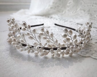 Bridal headpiece, wedding tiara, bridal hair piece, tiara, pearl tiara, wedding accessories, bridal