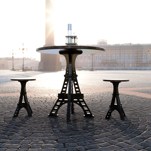 Kit Table à manger Paris avec 2 chaises | Table en bois massif | Table restaurant | tablette | Table café | Table bar | Aménagement resto |