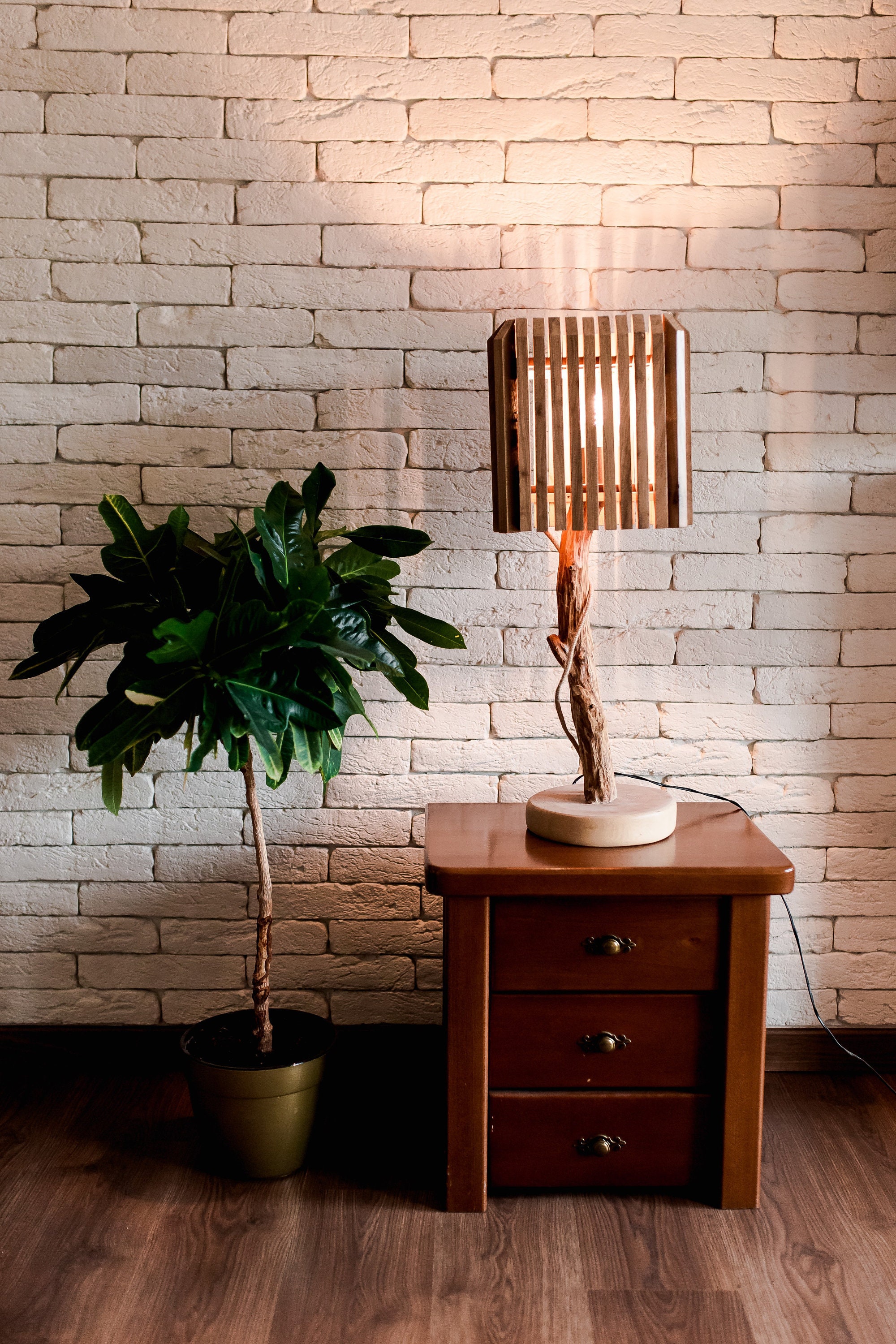 Lampe en Bois Flotté, sur Mesure Fait-Main Design Original Unique Custom Handmade Driftwood Woodlamp