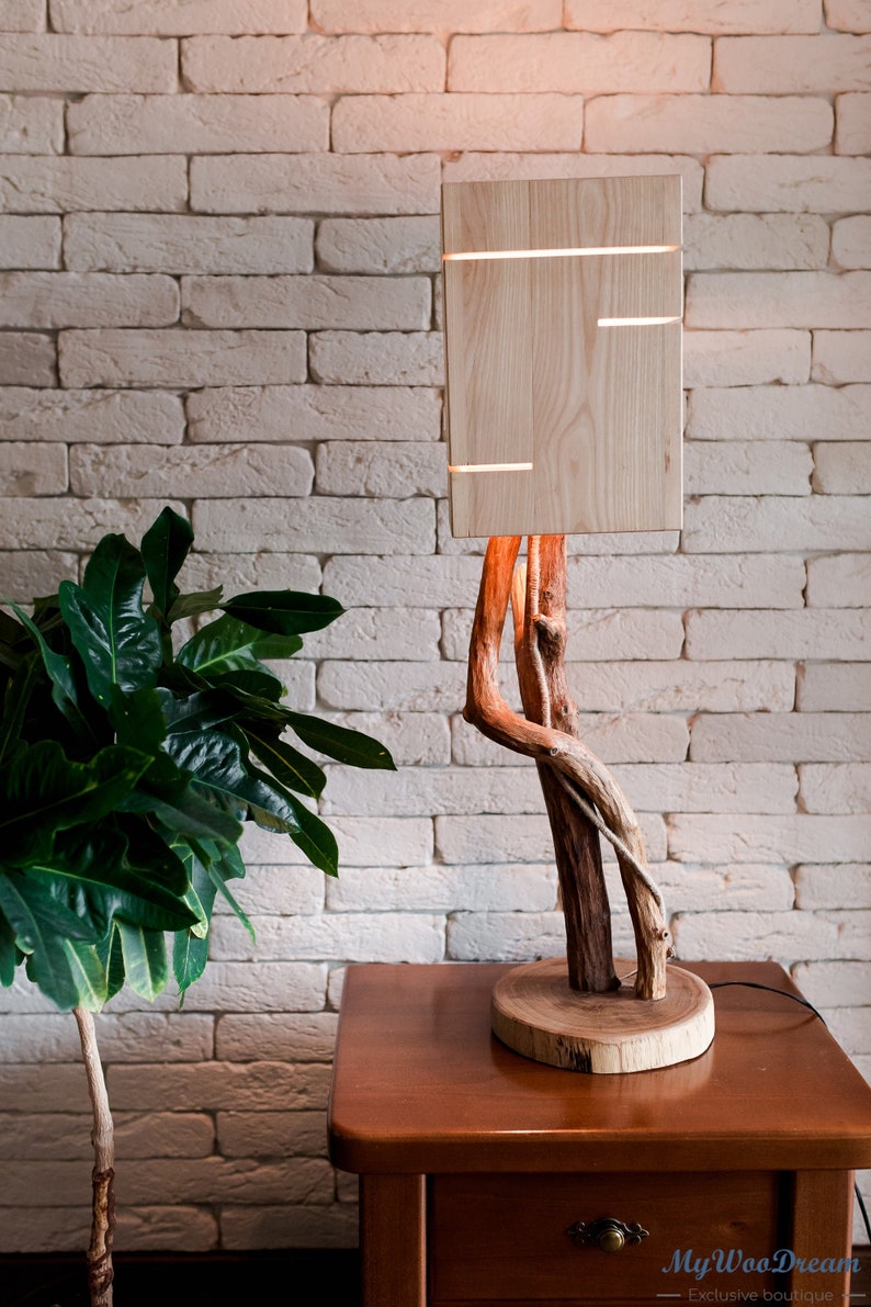 Lampe en bois flotté naturel faite à la main Design original moderne scandinave, wood lamp driftwood, handmade Stavenger image 2