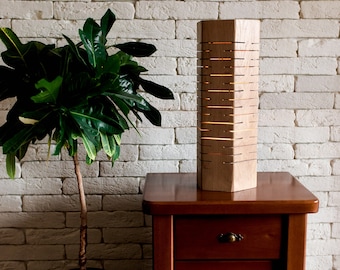 Handmade Hexagonal Wood Lamp, Unique Design