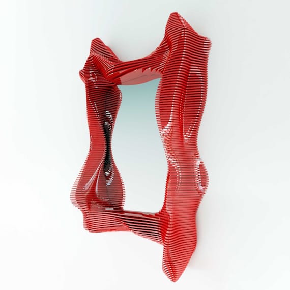 Parametric Wood Wall Mirror | Modern Entrance Decor
