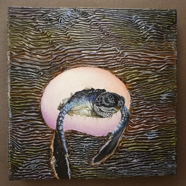 Baby sea turtle painting. Reserved for Natalie