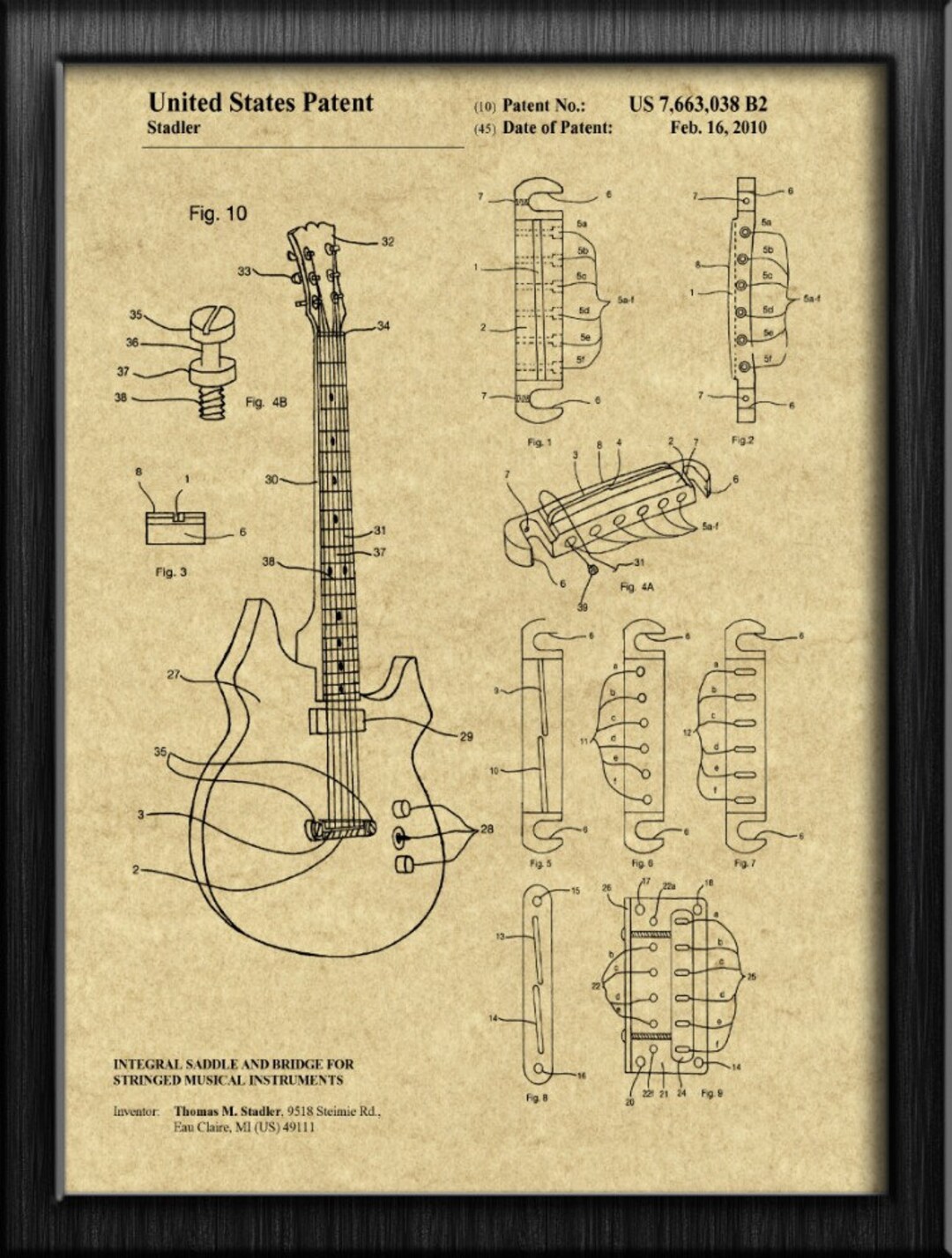 Gibson Les Paul Electric Guitar Patent Art Print. Guitar Wall Art ...
