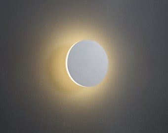 Wall Light Fixture - Contemporary 4 Watt Halo Glow, White Finish Round Sconce for Interior Decor - Unique Lighting