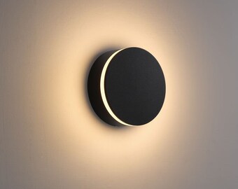 Exterior Wall Light, Round Outdoor Wall Lamp, Modern Porch Light, LED Bullkhead Fixture