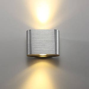 2 Watt Brushed Aluminium LED Wall Light - Up and Down Interior LED Wall Light - Interior Wall Wash Lighting - Indoor Wall Light -Wall Sconce