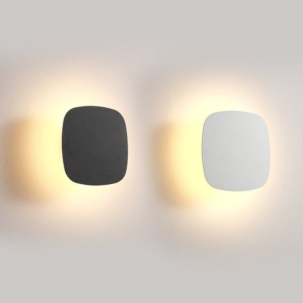 Aplique de pared para baño - Aplique cuadrado LED con efecto halo de 6 W, iluminación moderna IP65 para una decoración elegante del baño