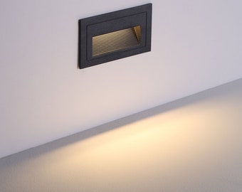 Outdoor Wall Light, Black LED Step Light, Exterior Wall Lighting, Recessed Outside Lighting
