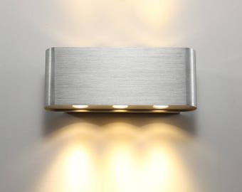 Up and Down Wall Light - 6 Watt Brushed Aluminium LED - Indoor Lighting Solution - Modern Interior Wall Light