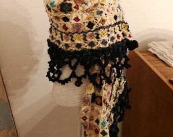 Laine écharpe châle au crochet