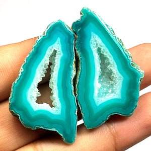Lila GEODE SCHEIBE ACHAT / königsblaue Geode Scheibe Achat, Achat Scheibe Druzy Achat Cabochons, Achat Paar Achat Scheiben Paar Edelstein für Ohrringe
