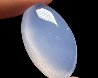 Piedra preciosa metafísica pulida de calcedonia azul aguamarina natural, cabujón ovalado, 15 x 25 x 9 mm, 24 cts