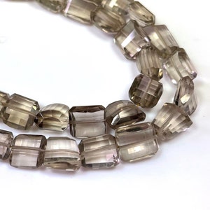 7 Inch 8x10-11x14mm Natural SMOKY Quartz Nuggets Stepcut Twisted Faceted Nuggets 15-16 Beads Approx/Smoky Quartz/Smoky Quartz Jewelry