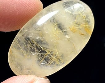 Natural GOLDEN RUTILE QUARTZ Oval Cabochon Loose Gemstone For Jewelry