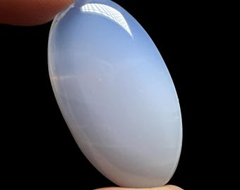 Piedra preciosa de cristal metafísico pulido de calcedonia azul aguamarina natural, cabujón ovalado, 18 x 31 x 7 mm, 34 cts