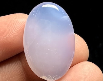 Cabujón ovalado de calcedonia azul aguamarina natural: piedra preciosa suelta pulida de 18 x 29 x 6 mm, 28 cts.