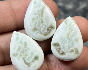 Natural SOLAR QUARTZ Pear CABOCHON Pair Gemstone Bridal Jewelry