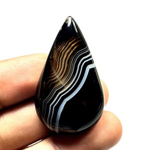 Natural BLACK BANDED AGATE/Designer Banded Agate Pear Cabochon Gemstone/Banded Agate Cabochon/Designer Agate/Agate Gemstone For Jewelry