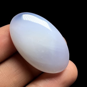 Natural AQUA BLUE CHALCEDONY Oval Cabochon: Polished Crystal for Jewelry 22x36x8mm 50 Cts