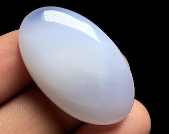 Cabujón ovalado de calcedonia azul aguamarina natural: cristal pulido para joyería 22 x 36 x 8 mm 50 cts