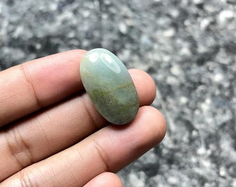 Natural Blue-Green Aquamarine Cabochon: Oval/Pear Loose Gemstone