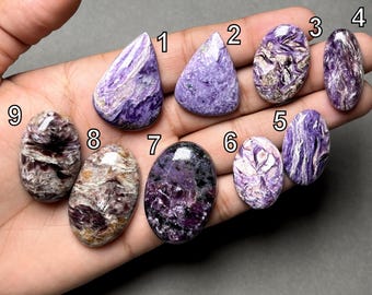 Natural PURPLE CHAROITE PEAR/Oval Cabochon Loose Gemstone/Charoite Gemstone/Chatoyant Charoite Gemstone/Charoite Pendant Cabochon