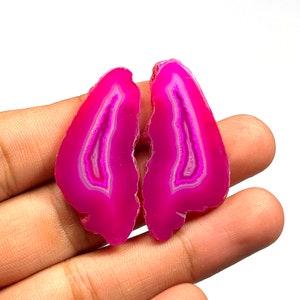 Rosa GEODE Scheibenachat, Achat Scheibe Druzy, Achat Cabochons, Achat Paar, Achat Scheiben, Scheibe Achat Edelstein Paar Lose Edelstein für Ohrringe