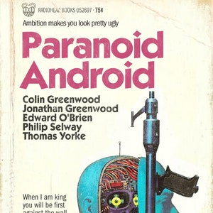 Radiohead "Paranoid Android" Science-Fiction Novel mashup print