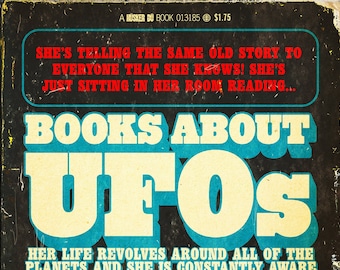 Husker Du "Boeken over UFO's" jaren 1970 UFO boek Mashup Art Print