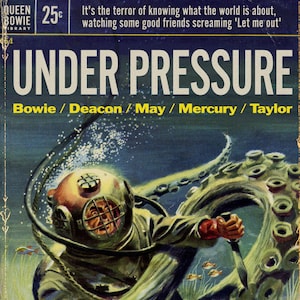 Queen David Bowie &quot;Under Pressure&quot; Deep Sea Adventure Pulp Novel Mashup Print