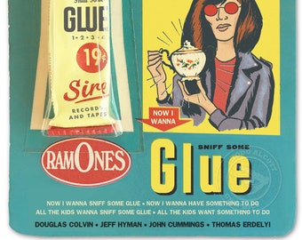 The Ramones "Now I Wanna Sniff Some Glue" 1950s Glue packaging mashup art print