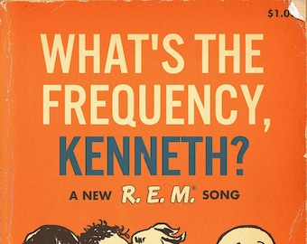 REM "Wat is de frequentie, Kenneth?" Peanuts Paperback Boek Mashup Art Print