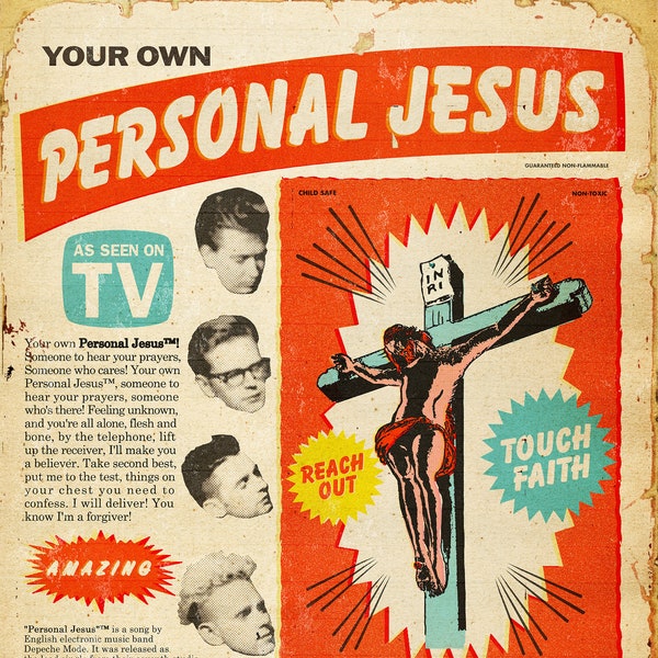 Depeche Mode "Personal Jesus" 1950s Novelty Advertisement Mashup Art Print